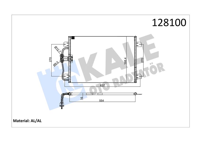 KLİMA KONDENSERİ MGN I 96-03 1.4-1.6-2.0-1.9D 545X391X16