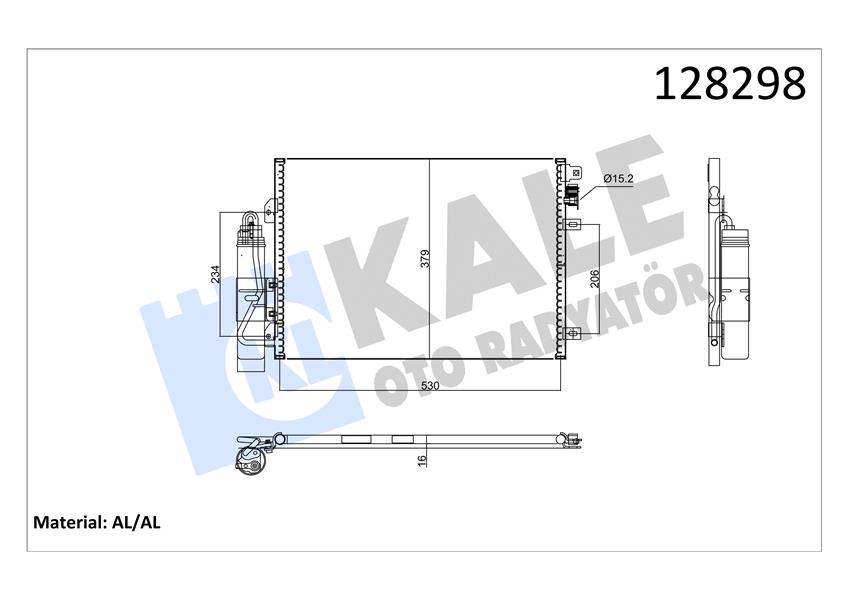 KLİMA KONDENSERİ KURUTUCU İLE CLIO II-KNG 97-01 1-2-1.4-1.5DCI-1.6-1.9 514X376X16