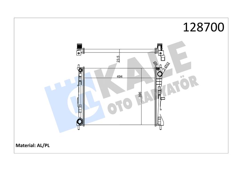RADYATÖR CLIO III-MODUS-MICRA III 1.5 DCI-1.2 16V-1.4-1.6 AC KLİMASIZ MEK 2SIRA AL PL 494X403X18