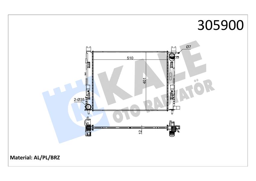 MOTOR SU RADYATORU CAPTUR I 12 CLIO IV 12 DOKKER 12 SYMBOL III 14 SANDERO II 12 0.9 TCE 1.2 TCE 1.5 DCI 1.6 506X414X18