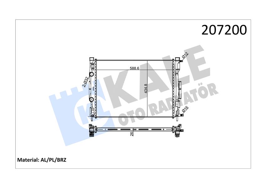 MOTOR SU RADYATÖRÜ RENAULT MEGANE II 02 SCENIC 03 1.5-1.9DCİ/1.4-1.6-2.0 16V AC KLİMASIZ MEK 590X455X32 1 SIRA ALB