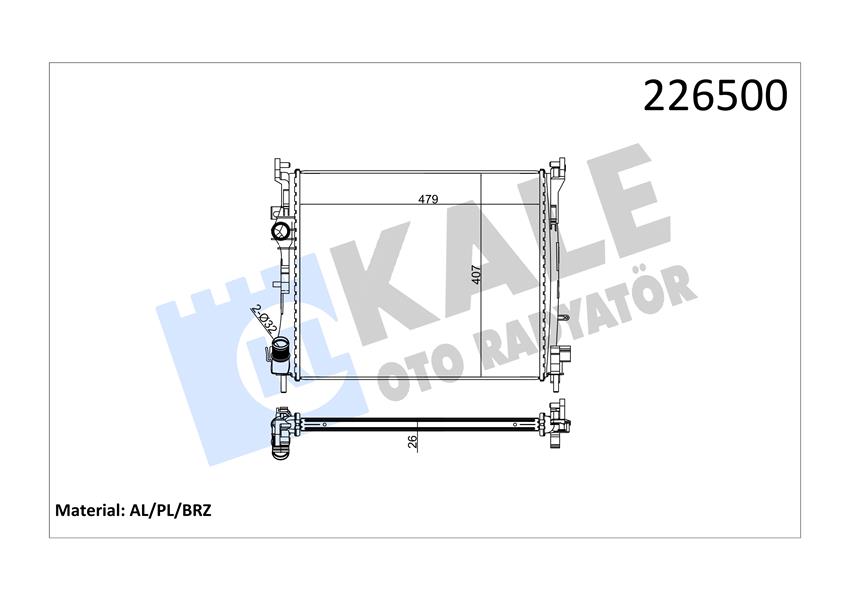 RADYATÖR CLIO II-SYMBOL II 1.5DCI AC MEK 479X414X27