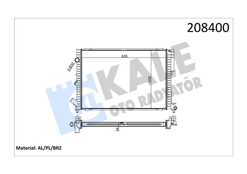 RADYATÖR LGN 1.8-2.0 16V-2.2 D ESPACE III 2.0 AC MEK OTOM 1 SIRA PA SİSTEM 635X441X47