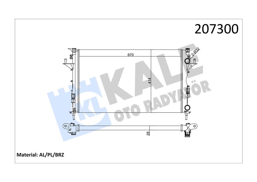 RADYATÖR LGN II 1.6-1.8-2.0-1.9 DCI AC MEK OTOM 670X399X26 2 SIRA AL SİSTEM