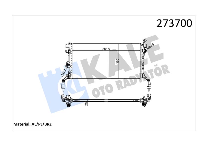 RADYATÖR BRAZİNG LATITUDE 1.5 DCİ-LGN III 1.5 DCİ 07 MEK. 689X328X26