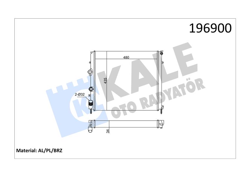 RADYATÖR KNG 97 1.9D KLİMASIZ MEK 479X442X34 1 SIRA ALB SİSTEM