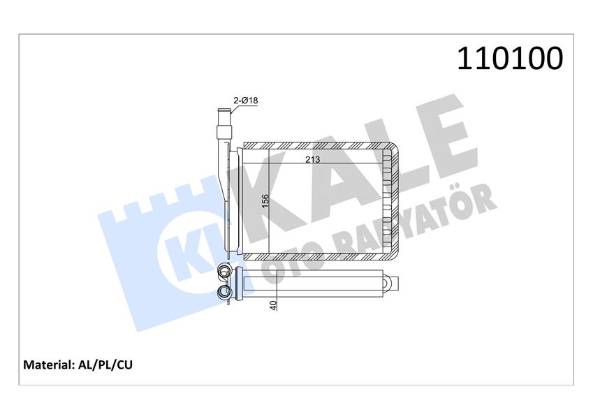 KALORİFER RADYATÖRÜ R9-R11-EXP 212X156 BAKIR/PLASTİK 2 SIRA CU PL SİSTEM