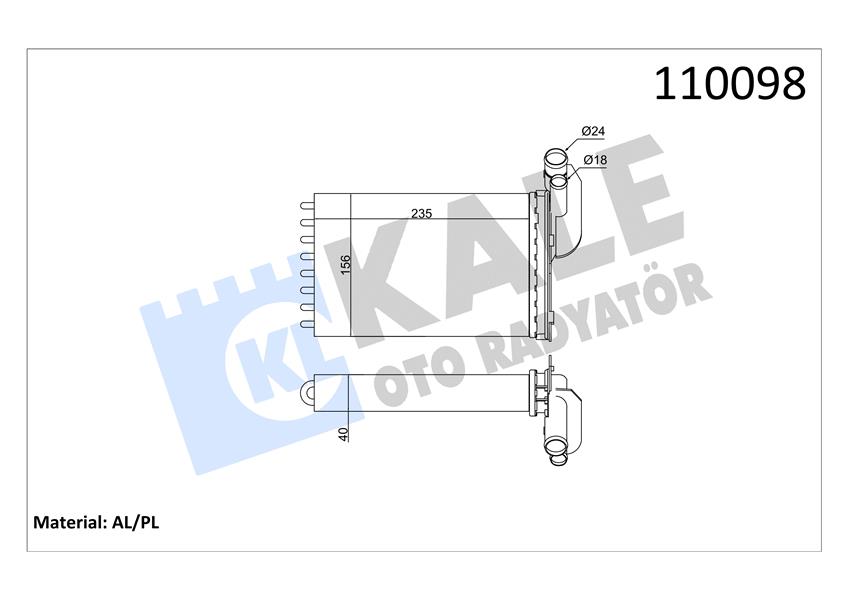 KALORİFER RADYATÖRÜ MGN I-CLIO I-R19 234X157X42 2 SIRA AL PL SİSTEM