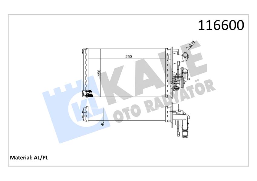 KALORİFER RADYATÖRÜ FIAT TEMPRA 95 01 TİPO 95 01 ALFA ROMEO 145 95 01 146 94 01 155 92 97 250X158X42 MUSLUKLU