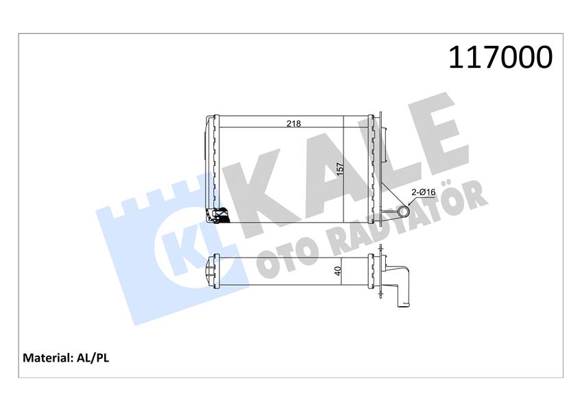 KALORİFER RADYATÖRÜ UNO 218X157X40 2 SIRA AL PL SİSTEM