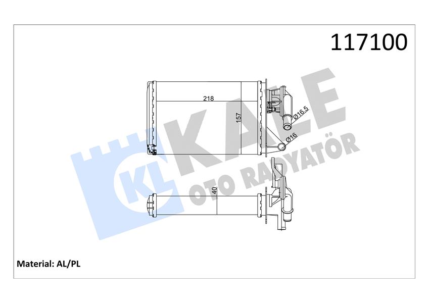 KALORİFER RADYATÖRÜ UNO 218X156.5X40 MUSLUKLU 2 SIRA AL PL SİSTEM