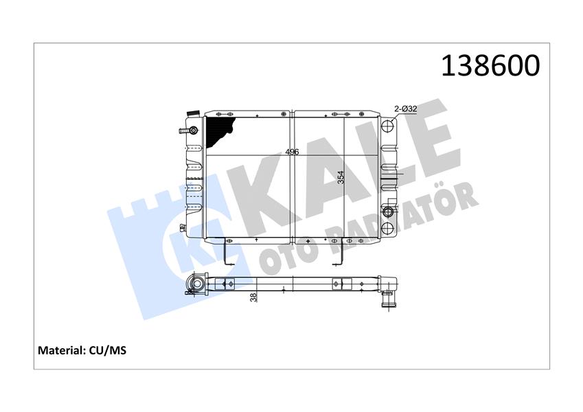 RADYATOR PEUGEOT 505-505 GL 1300.E1 2 SIRA PA SİSTEM 496X354X40