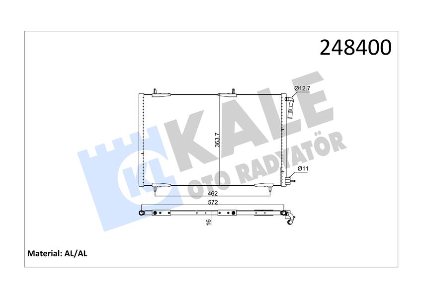 KLİMA RADYATÖRÜ KONDENSER PEUGEOT P206 98 09 1.1-1.4-1.6-2.0-1.4HDI-1.6HDI AL/BRZ