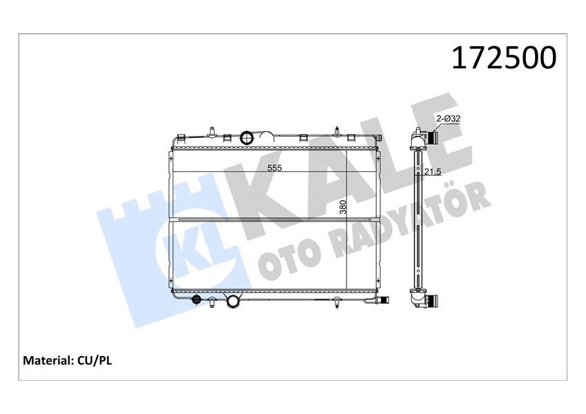 RADYATÖR 307 00 C4 04 1.4-1.6 16V-PARTNER-BERLINGO 97 2.0HDI 00 AC /- MEKX562X378X27 1 SIRA CU PL
