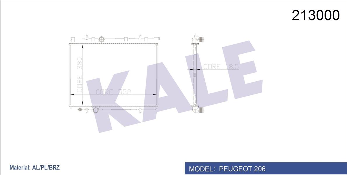 RADYATÖR 206 00 1.4İ-1.6 16V-2.0HDI 90 MEK AC KLİMASIZ 378X536X18