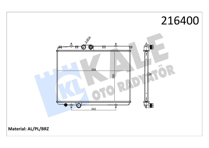 RADYATÖR 2033011AB P206 2.0 HDI 1 SIRA ALB SİSTEM