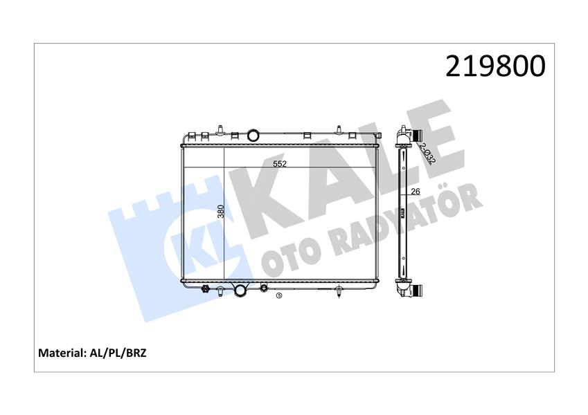 RADYATÖR P206-P307-XSARA 2.0İ 16V 1 SIRA ALB SİSTEM TAHLIYE MUSLUKLU
