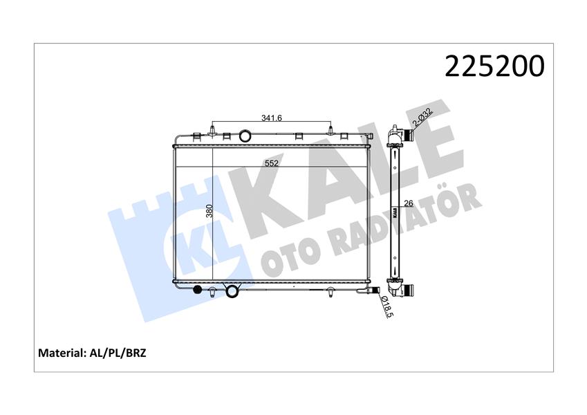 RADYATÖR 307 00 C4 04 1.4 16V-1.6 16V-PARTNER-BERLINGO 97 2.0HDI 00 AC /- MEKX562X378X27 AL/PL/BRZ