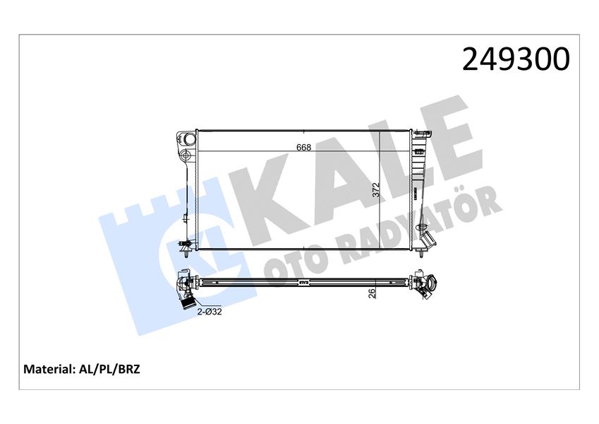 RADYATÖR PARTNER-BERLINGO-306-XSARA 1.9D AC MEK 679X377X26 1 SIRA ALB SİSTEM