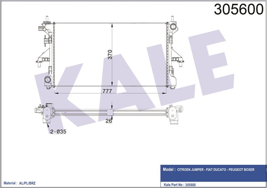 RADYATÖR C2-C3-207-1007 1.4-1.4 16V-1.6 16V-1.4HDI KLİMASIZ MEK 398X380X23
