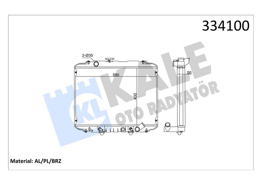 RADYATÖR AL-PL-BRZ H100 2.4-2.5 TD KAMYONET 93-00 342295 OLDU