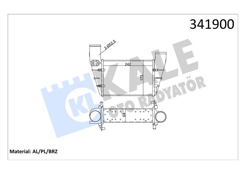 TURBO RADYATÖRÜ INTERCOOLER PASSAT-A4-A6 1.8T 1.9TDI 0005 240.8X166.2X67 AL-PL-BRZ