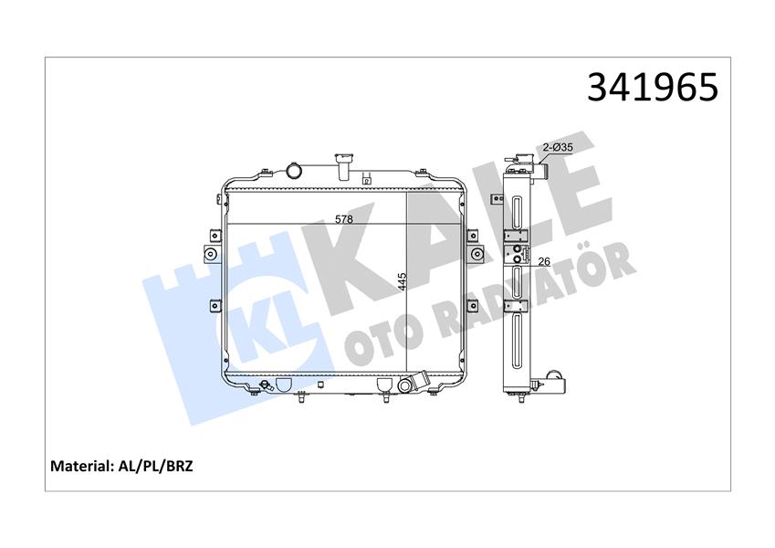 RADYATÖR BRAZİNG H100 04 AC KLİMASIZ MEK 445X580X26 AL-PL