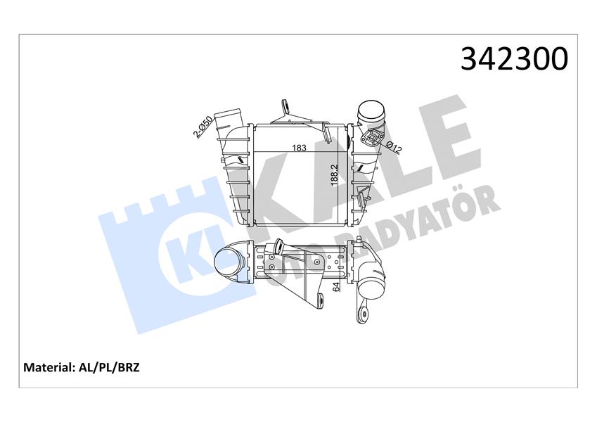 TURBO RADYATÖRÜ INTERCOOLER POLO 01-09 -IBIZA IV-FABIA 03-08 1.4TDI-1.9TDI AL/PL/BRZ 200X202X62