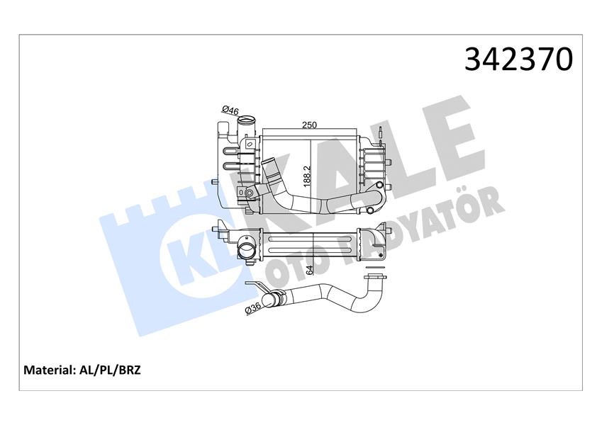 TURBO RADYATÖRÜ INTERCOOLER TOYOTA TREZIA-URBAN CRUISER-VERSO S AL-PL-BRZ