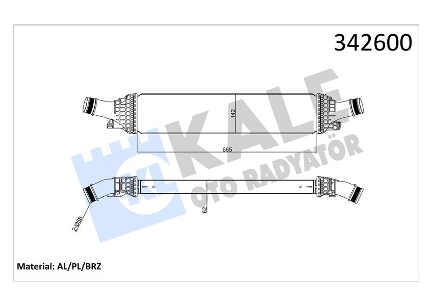 TURBO RADYATÖRÜ INTERCOOLER AUDI A4-A5-A6-Q5 2.0TFSI-1.8TFSI-2.0TDI 08 665X134.4X58 AL-PL-BRZ