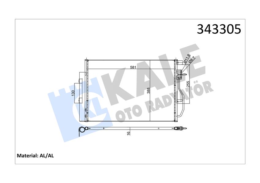 KLİMA KONDENSERİ CHEVROLET AVEO 1.2İ-1.4İ-1.6 11 600X395X16 OTO.-MEK. AL/BRZ