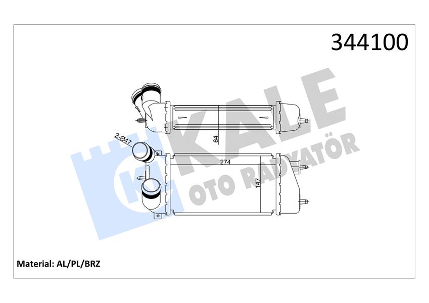 TURBO RADYATÖRÜ INTERCOOLER C3 02 1.4HDI 16V AL/PL/BRZ 275X147X64