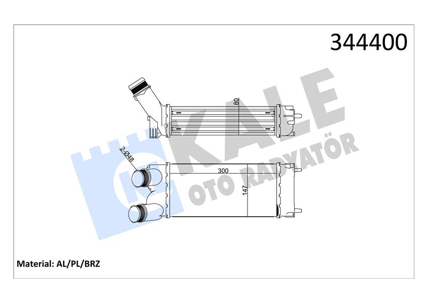 TURBO RADYATÖRÜ INTERCOOLER PARTNER 08 BERLINGO 08 1.6 HDI AL/PL/BRZ 300X147X76