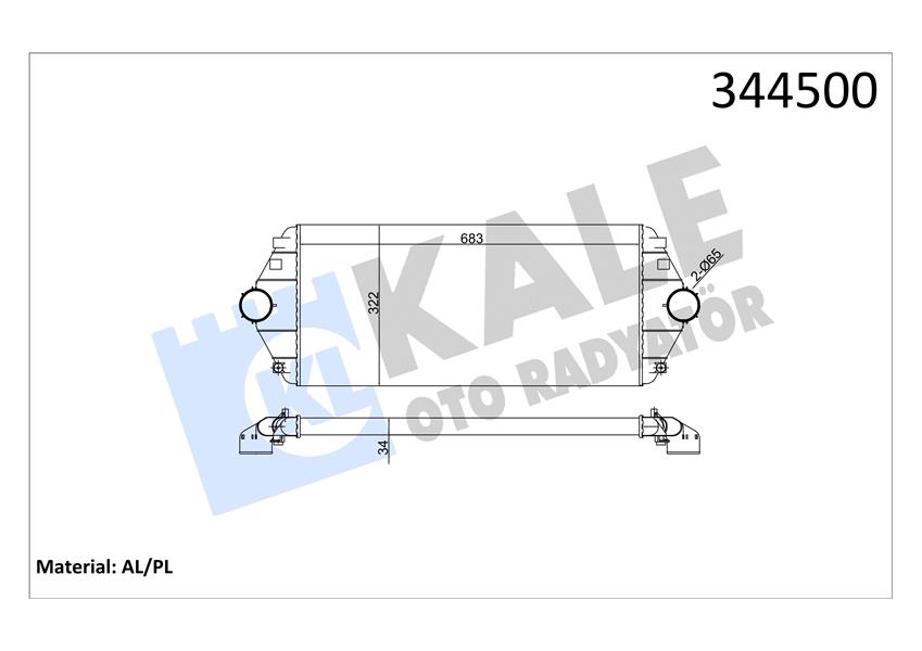 TURBO RADYATÖRÜ INTERCOOLER SCUDO-EXPERT-EVASION-JUMPY-806 1.9TD-2.0HDI AL/PL/BRZ 683X322X34