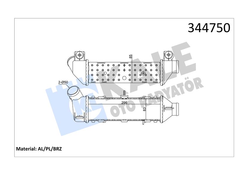 TURBO RADYATÖRÜ INTERCOOLER CADDY II-POLO-CORDOBA-IBIZA II-1.9 TDI 295X95X85 AL/PL/BRZ