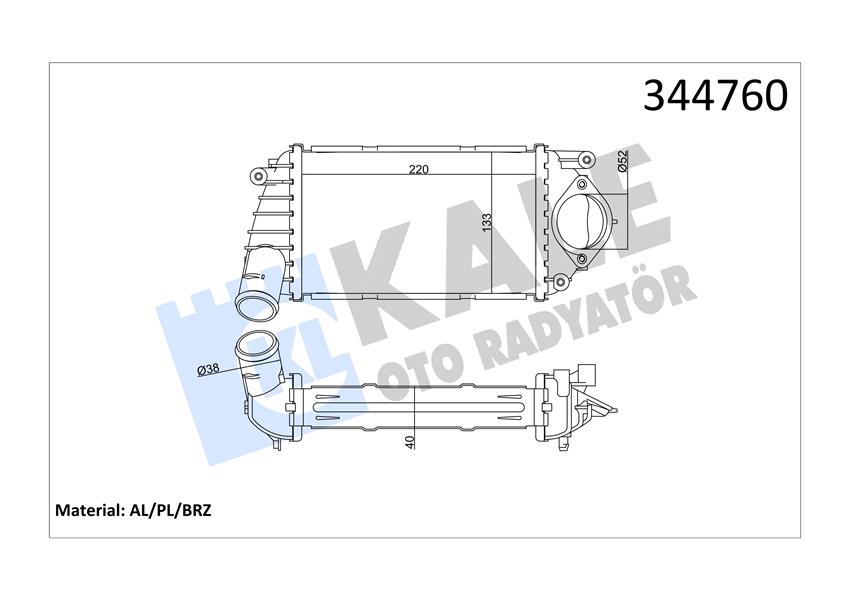 TURBO RADYATÖRÜ INTERCOOLER POLO 1.4 TDİ 99-01 220X133 AL/PL/BRZ