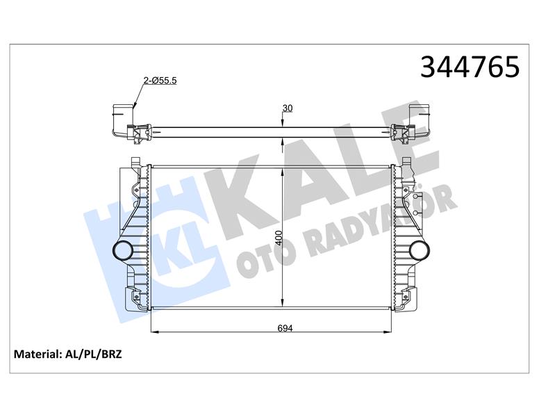 TURBO RADYATÖRÜ INTERCOOLER VW TRANSPORTER T4 2.5 TDİ 95-03 694X415X34 AL/PL/BRZ