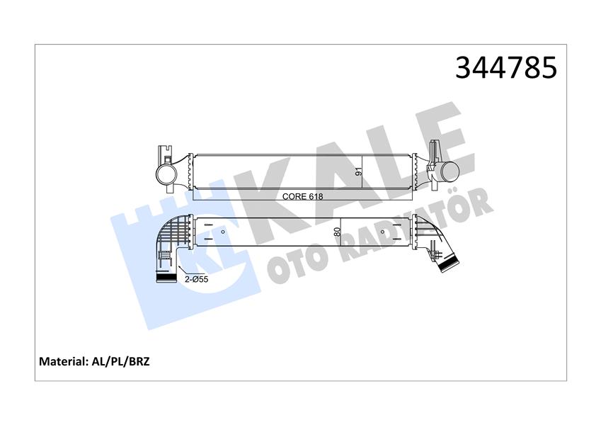 TURBO RADYATÖRÜ INTERCOOLER POLO 10 A1 11 IBIZA 09 1.4-1.8-2.0 617X97X80 MEK AL/PL/BRZ