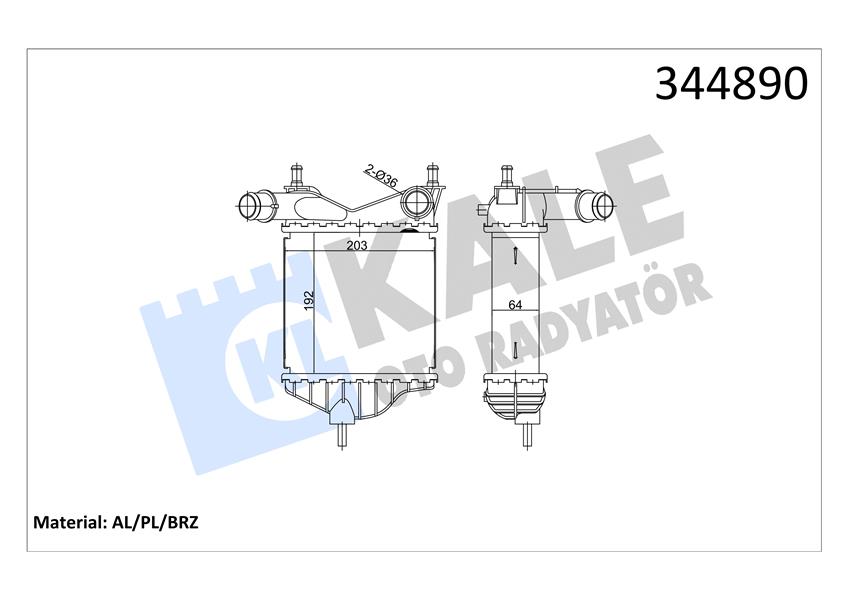 TURBO RADYATÖRÜ INTERCOOLER PUNTO 03 1.3 JTD 16V-IDEA 1.3JTD 04 207X193X64 AL/PL/BRZ