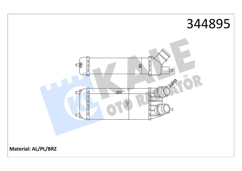 TURBO RADYATÖRÜ INTERCOOLER JUMPY-EXPERT-SCUDO 1.6 HDİ-DMTJ 07 MEK AC /- 300X157X80