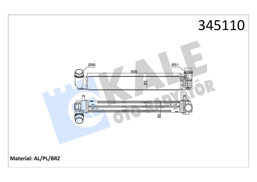 TURBO RADYATÖRÜ INTERCOOLER FLUENCE MGN III-SCENIC III 1.5DCI 09 657X91X80 110LUK AL/PL/BRZ