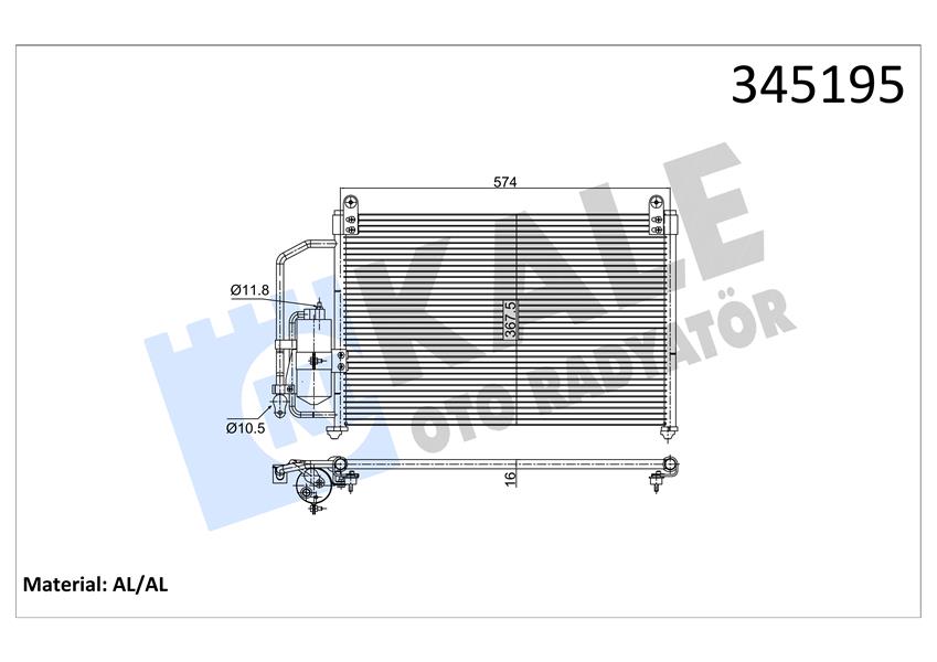 KLİMA KONDENSERİ CHEVROLET LANOS 97 580X368X16 OTO.-MEK. AL/AL