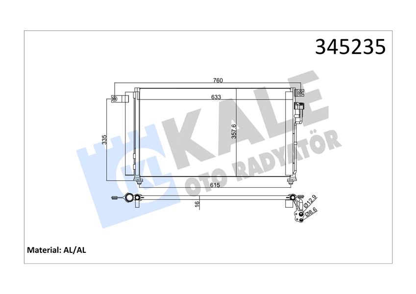 KLİMA KONDENSERİ KIA RİO 1.4-1.6 05 625X360X16 OTO.-MEK. AL/AL