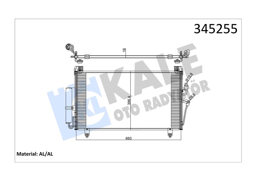 KLİMA KONDENSERİ MITSUBISHI OUTLANDER 2.0İ 16V-2.4İ 16V 03 635X400X16 OTO.-MEK. AL/AL