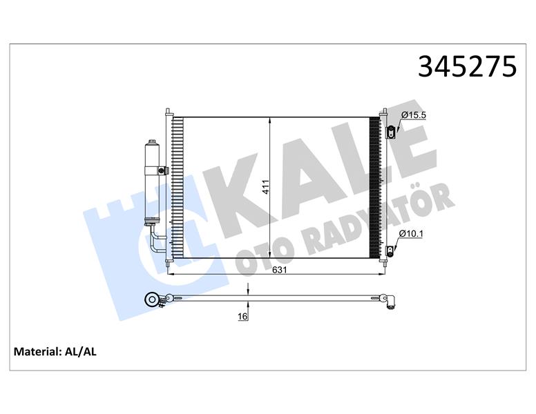 KLİMA KONDENSERİ NISSAN X-TRAİL DİZEL-BENZİN 07 642X388X16 OTO.-MEK. AL/AL