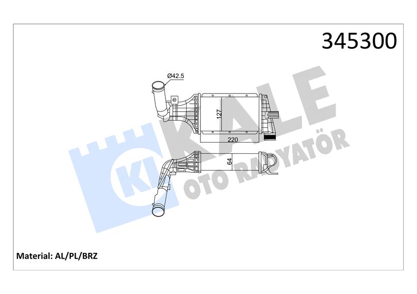 X TURBO RADYATÖRÜ INTERCOOLER ASTRA G-ZAFIRA A AL/PL/BRZ 220X127X64