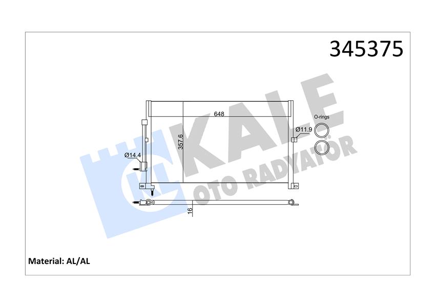 KLİMA KONDENSERİ FORD MONDEO III 1.82.0TDCİ-2.5İ V6 00 OTO.-MEK. 670X361X16 AL/AL