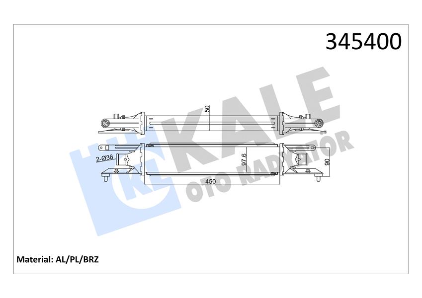 TURBO RADYATÖRÜ INTERCOOLER GRANDE PUNTO-MITO 1.3 AL-PL-BRZ 450X97X52