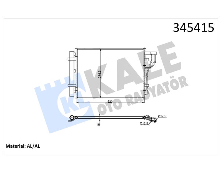 KLİMA KONDENSERİ HYUNDAI İX20 1.4-1.6 10 KIA VENGA 1.4-1.6 CVVT 10 545X366 AL/AL