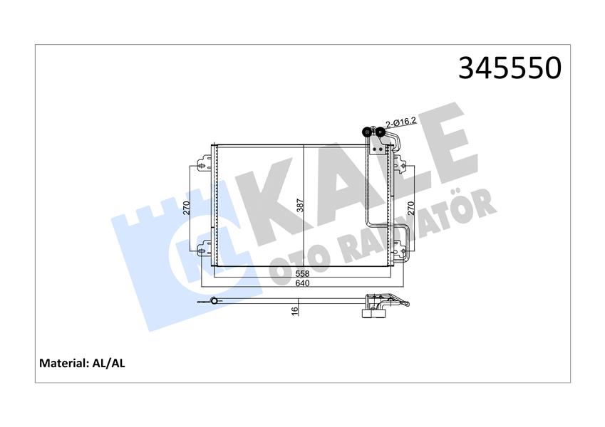 KLİMA KONDENSERİ SCENIC I 99-03 1.4 16V-2.0 16V-1.9DCI F9Q.7.34 538X381X16 AL/AL